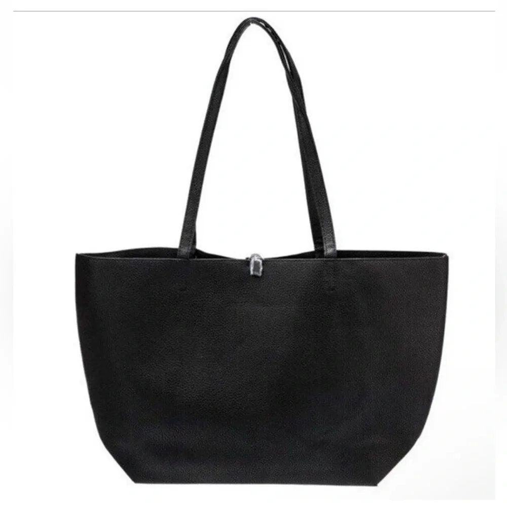 Badgley Mischka Black Tote with Chain Trim